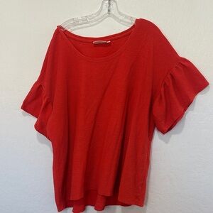 EVRI Scarlet red Ruffle Sleeve Blouse‎ short sleeve top tee cotton blend size 2X